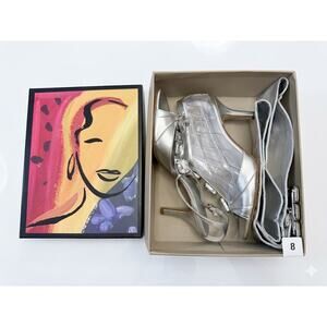 NIB Fioni "Silver Korin" Sculptural Wedge Heels & New Matching Belt Set